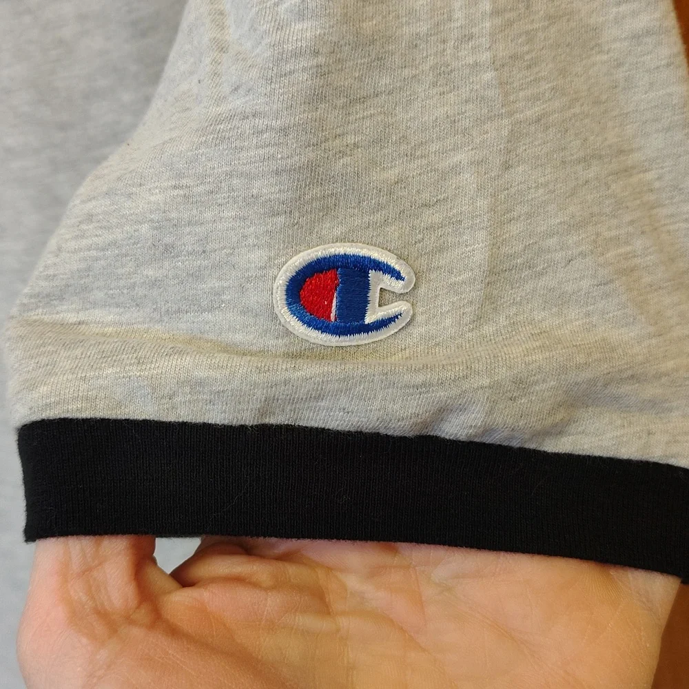 Champion Men's Heathered Grey Short Sleeve Tee with Black Accents - Picture 5 of 8